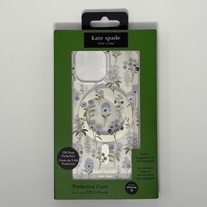 Kate Spade New York iPhone 16 Clear Protective MagSafe Case Blue Flower NEW